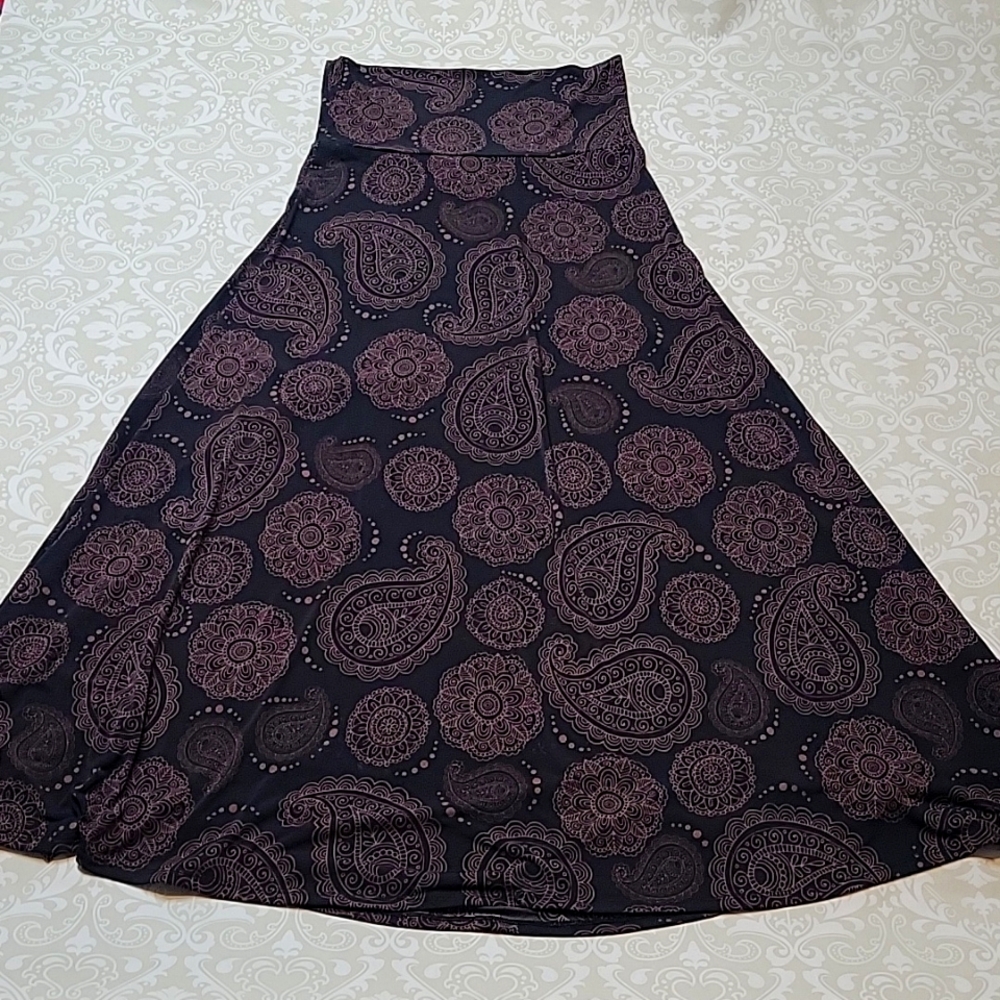 Lularoe Paisley Medallion Brown and Black Maxi Skirt